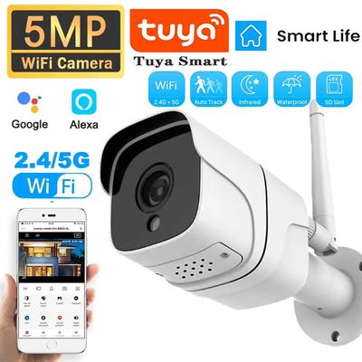 Caméra de sécurité domestique extérieure Bullet IP Wifi 5G Tuya 5MP Détection de mouvement 1080P HD Vision nocturne couleur Surveillance audio