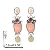 Vintage flower stone vacation style earrings niche personality court style dripping earrings