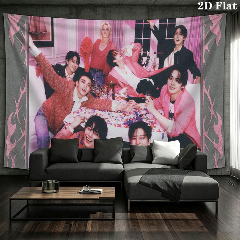 SKZ Wall tapestry, aesthetic printed fabric blanket, suitable for bedroom, living room, and home decor.
