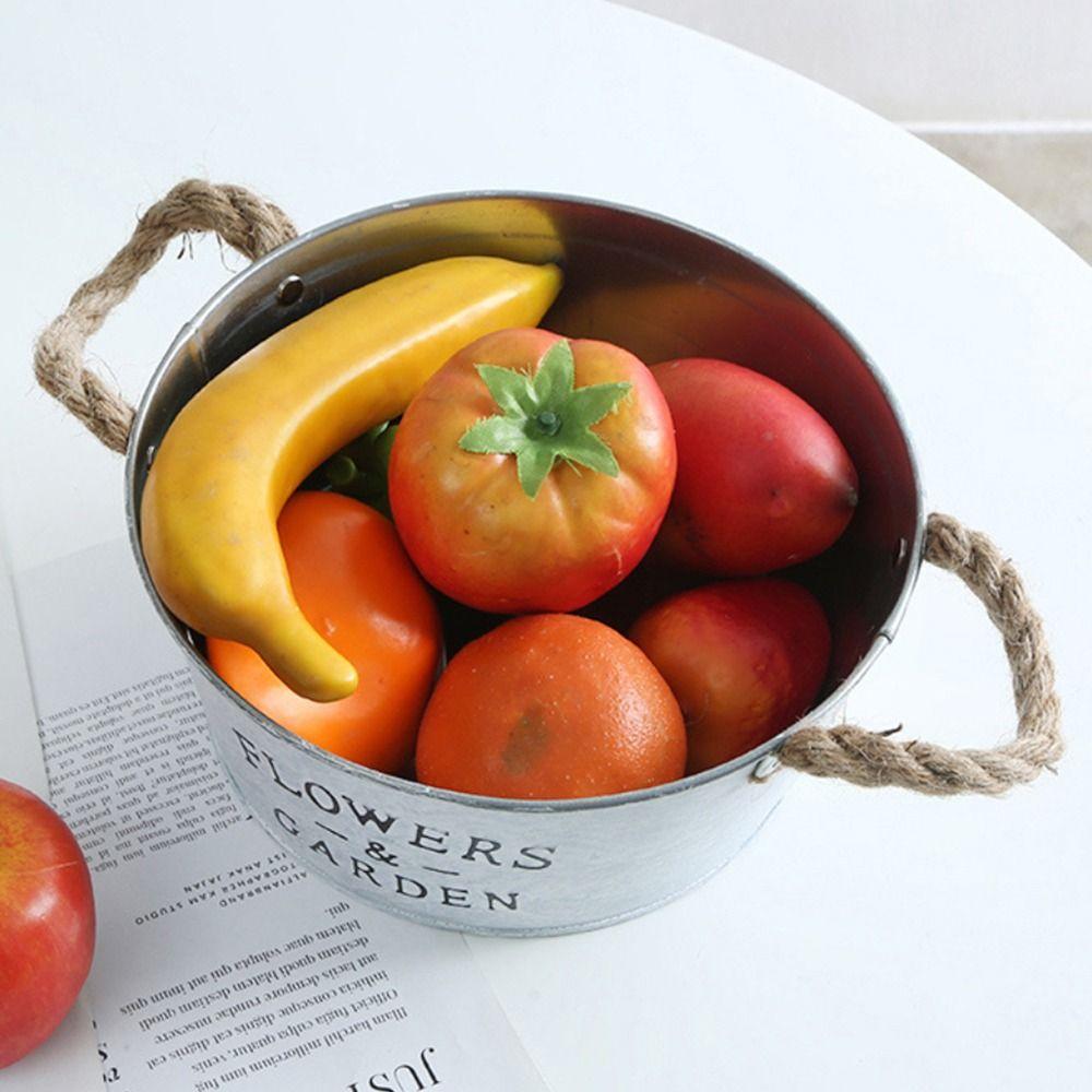 Iron Flower Container Home Decoration Flower Pot Vintage Rustic Flowerpot