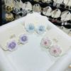 Fashion Jewelry Sweet Design Spring/Summer Blue Pink Enamel Flower High End Earrings Party Gifts for Women