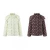 Womens Hooded Long Sleeve Floral Cotton Coat Casual Streetwear Outerwear