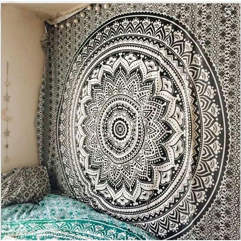 Large Golden Ombre Mandala Wall Tapestry Traditional Indian Hippie Room Decoration Oriental Artist Indian Bedroom Hanging