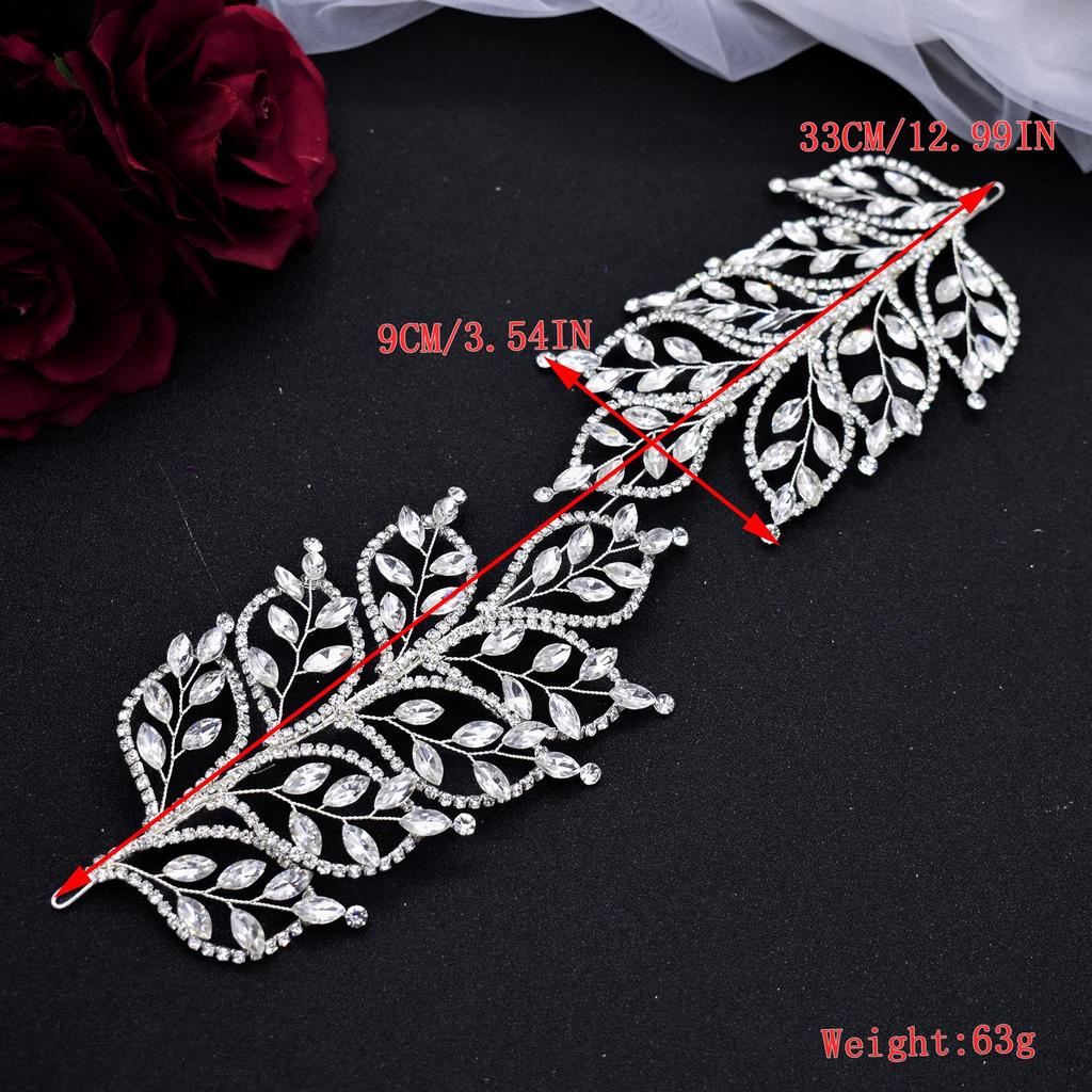 Tiara Nupcial de Folha de Strass - Acessório de Cabelo Tecido à Mão para Casamentos e Eventos, DZ017