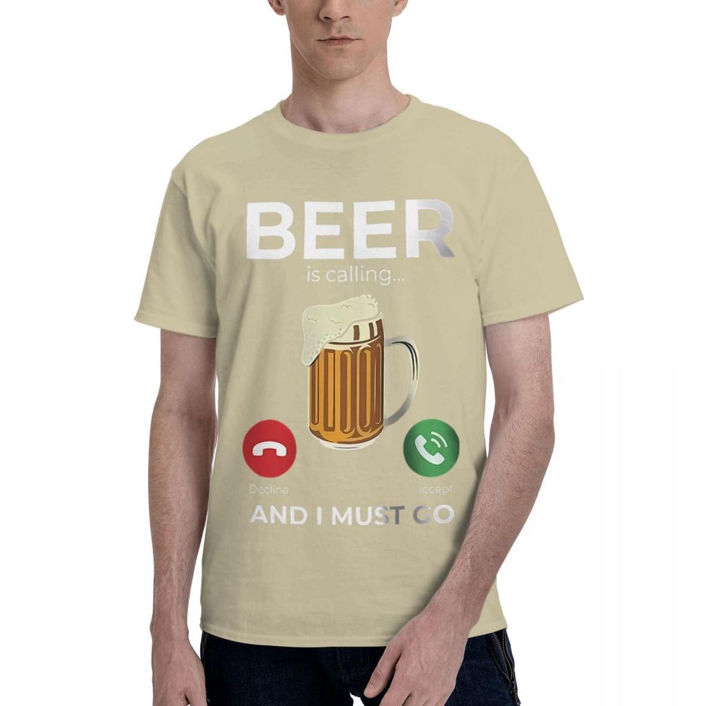 Beer Is Calling I Must Go Printed 100 Cotton Casual Breathable Confortable Top Designer Clothes Men Funny Gifts