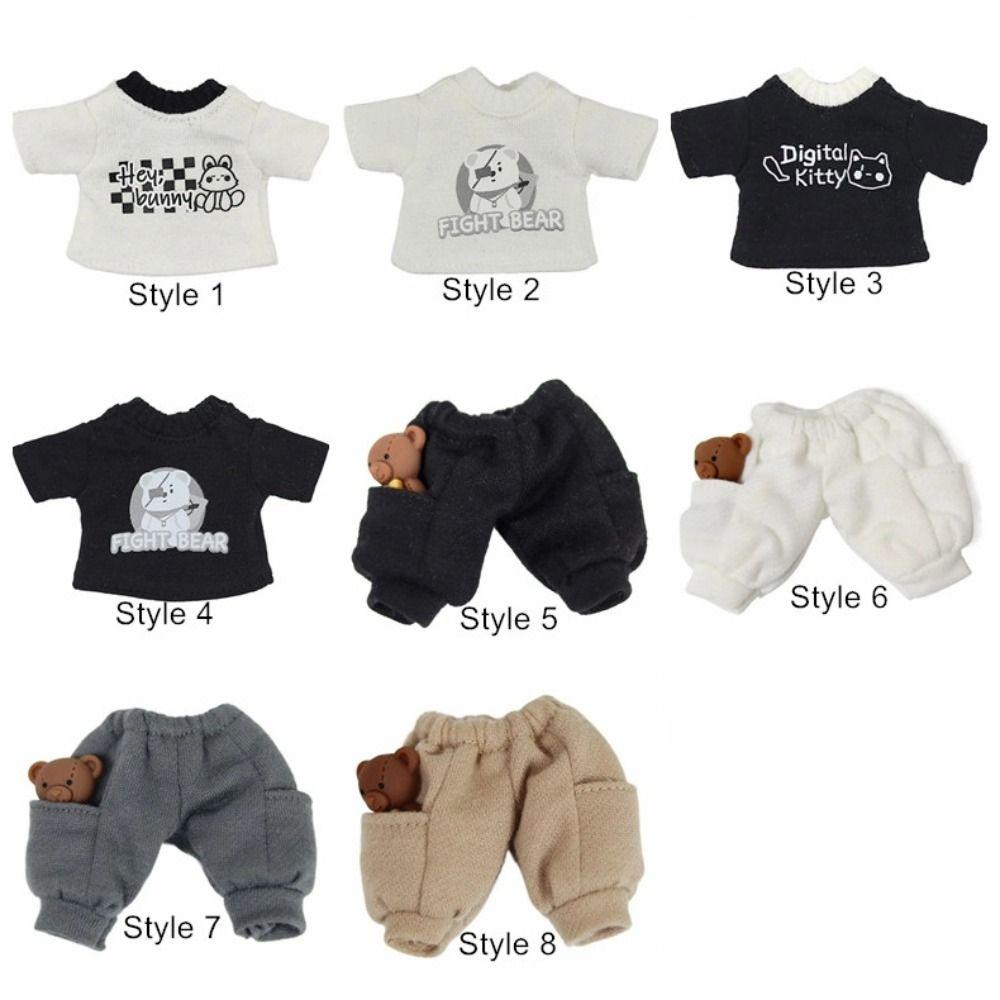 Cartoon Bear OB11 Doll Pants with Pockets Dolls Clothes Fashion 1/12 Doll T-shirt  Doll Accessories