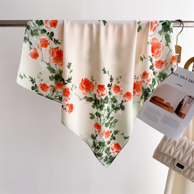 Luxury Print Small Square Scarf Simulated Silk Thin Neck Scarf Fashion Sunscreen Headscarf Women 70x70cm Neckerchief Headband