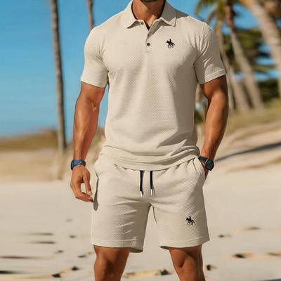 Herren Business-Stil Kurzarmhemd und Shorts Set | Leichtes Sommer Sport Set | Herren Freizeit Golf Outfit herren Trainingsanzüge 2 teiliges Set