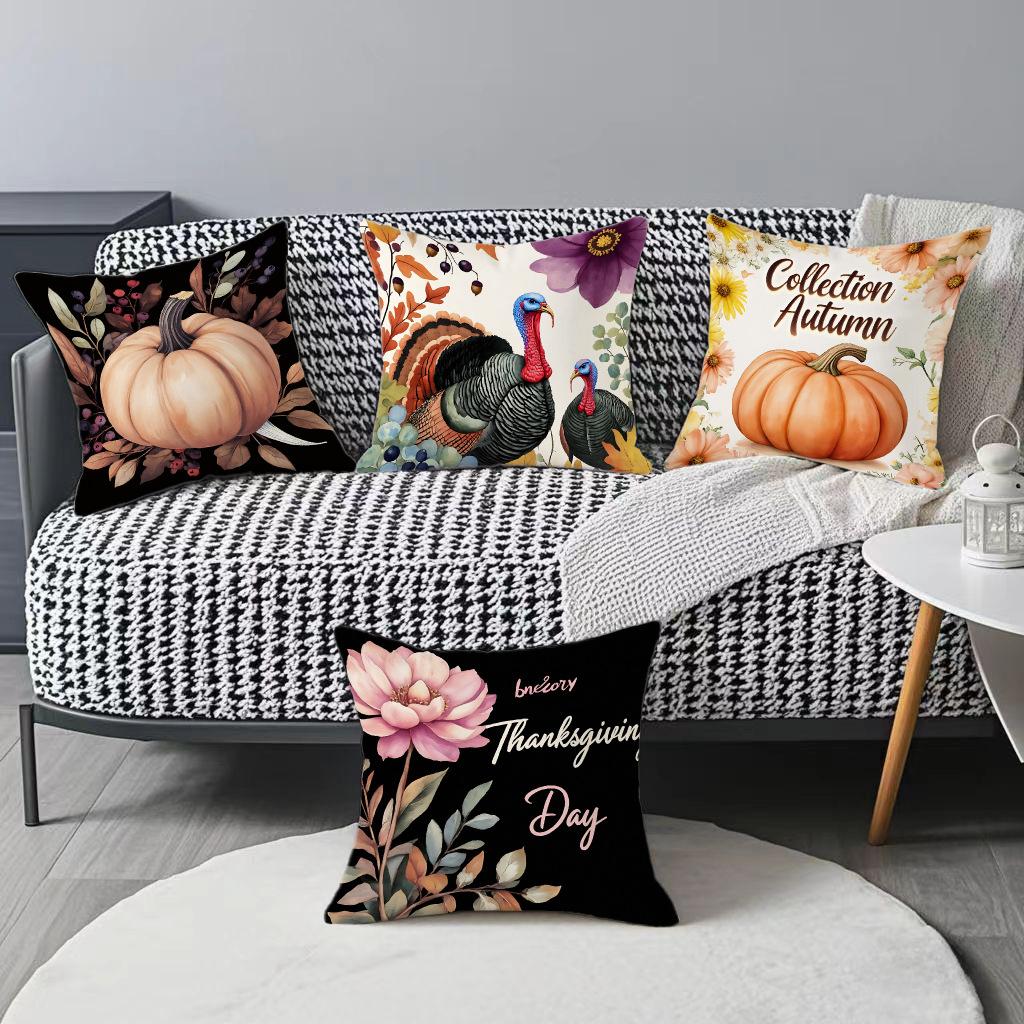 Thanksgiving Festliche Atmosphäre Kürbiselemente Digitale Buchstabenbedruckte Kissenbezüge Umarmungsdekoration Wohnzimmer Heimkissenbezüge