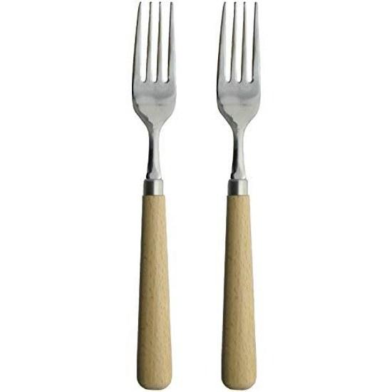 Nagao Tsubame Sanjo Wood Dinner Fork 2-Piece Set 19cm Stainless Steel Wooden Made Japan