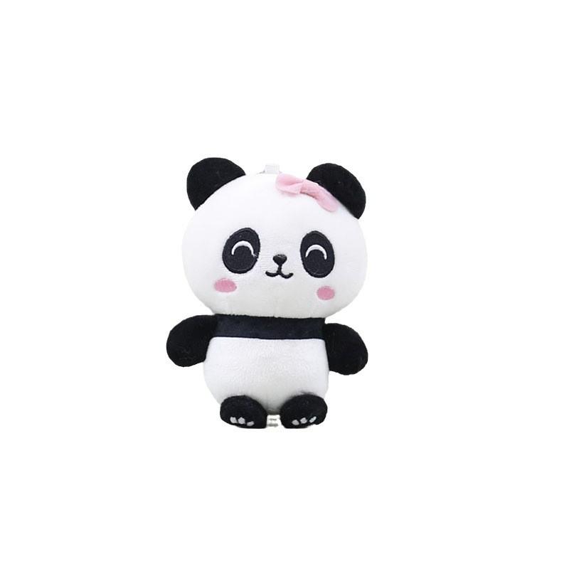 Cute Panda Plush Toy Keychain Soft Cuddly Animal Doll With Bow For Collectors