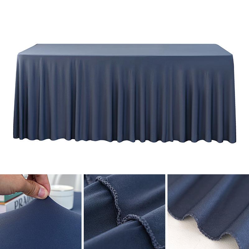Spandex Rectangle Table Skirts 4/5/6/8ft Fitted Table Cover Wrinkle Resistant Cloth for Hotel Wedding Anniversary Party Decor