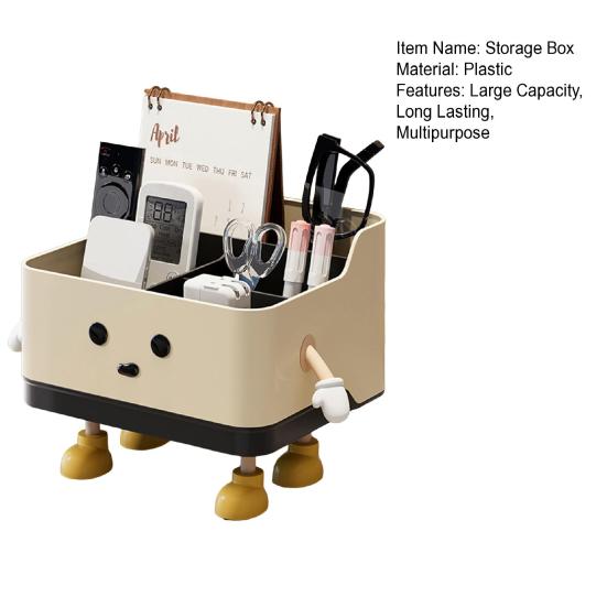 Desktop Storage Box Remote Control Holder Large Capacity Multiple Compartments Versatile Stationery Makeup Organizer