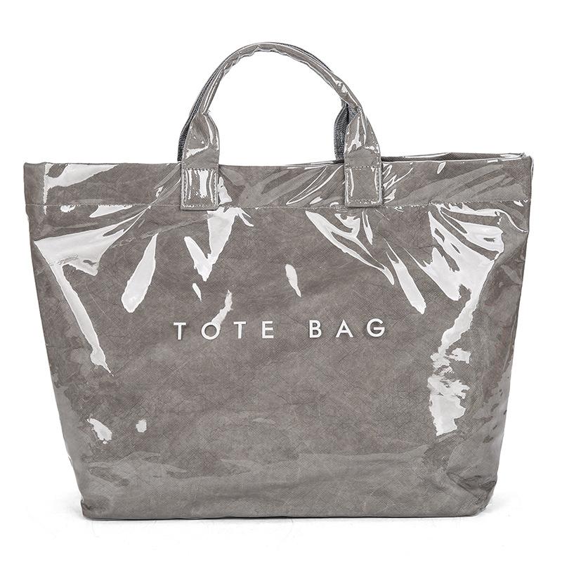 Retro tote bag waterproof DuPont paper shoulder bag fashionable commuting large capacity kraft paper handbag