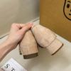 Small Inner Height Increase Spring Camellia Suede Women's Shoes Mary Jane Thick Heel Single Shoes