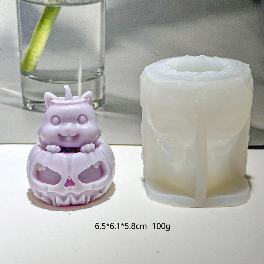 Skull Pumpkin Cat Candle Silicone Mold Cute Animal Cats Plaster Candle Resin Soy Wax Making Mould Halloween Party Decor Gifts