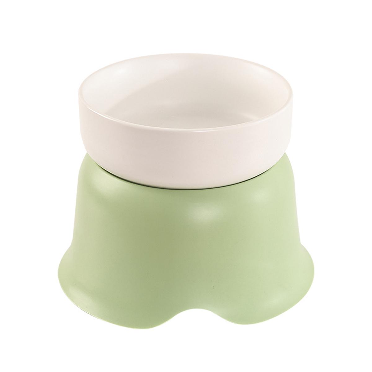 A new flower bowl ceramic stainless steel high-legged neck cat dog bowl anti-tip pet feeder dog bowl