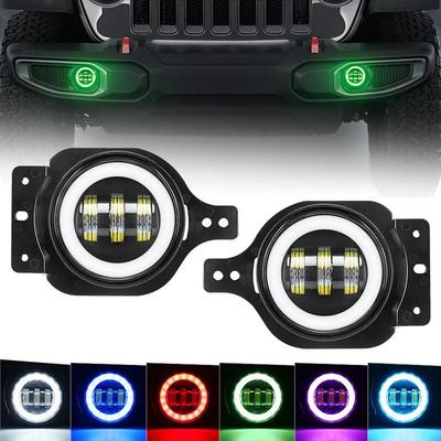 Remote Control RGB LED Angel Eye Fog Lights for Wrangler JL/Gladiator JT