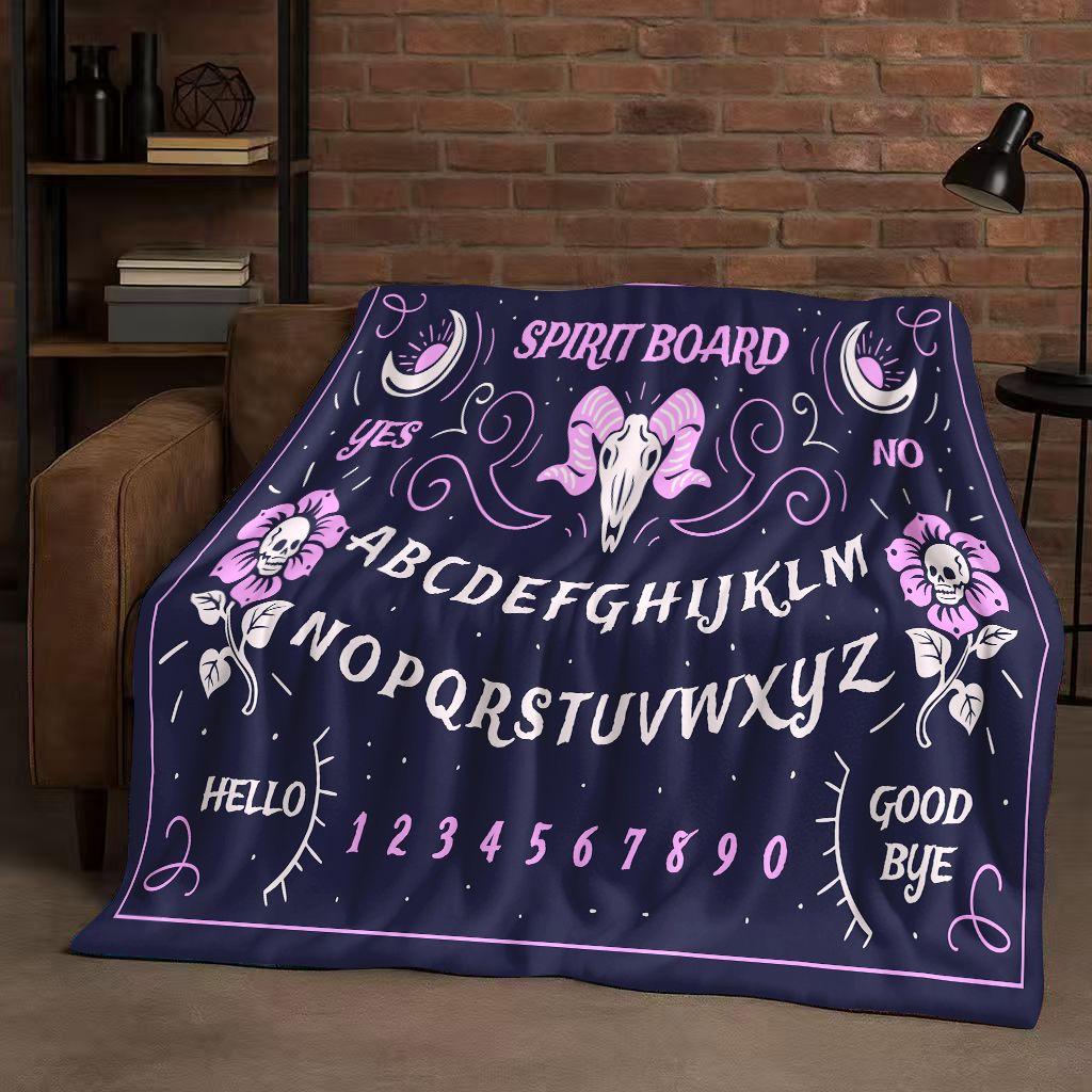Retro Witch Spirit Ouija Board Art Flannel Blanket,Ultra Soft Warm Plush Throw for Home Bedroom Bed Sofa Cover Kids Gift Picnic