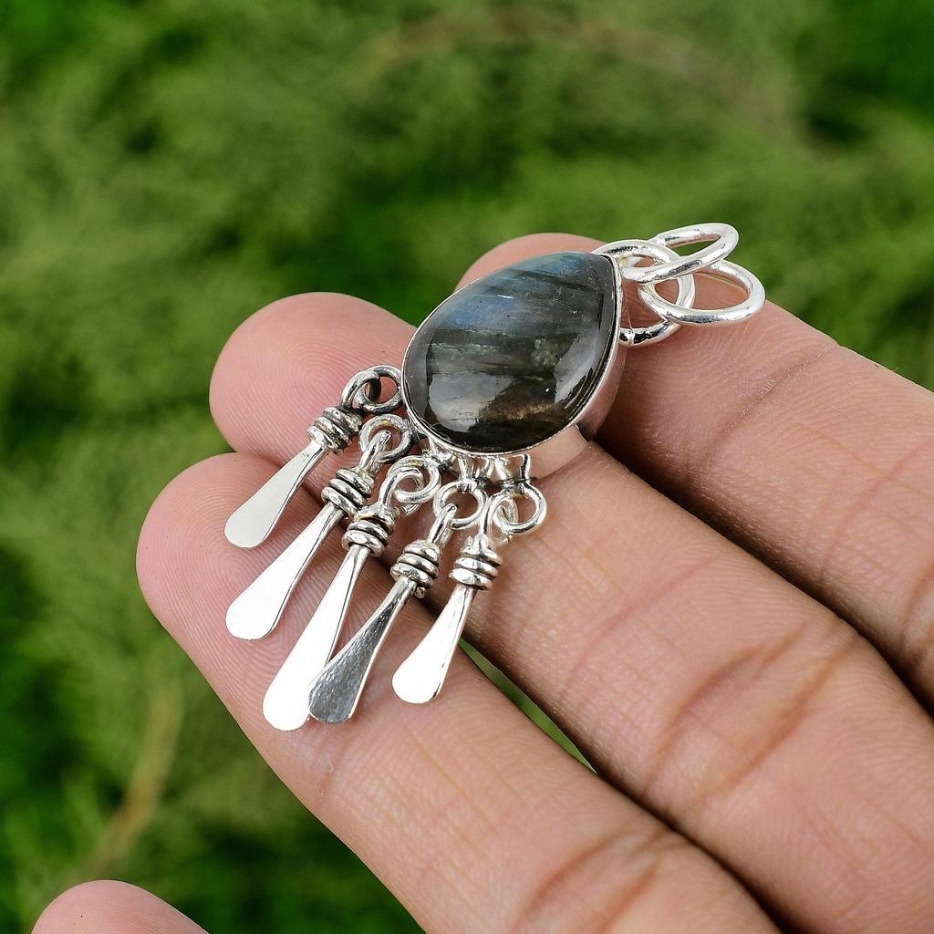 Daughters Day Deal Pear Natural Labradorite Sterling Silver Sister New Pendant