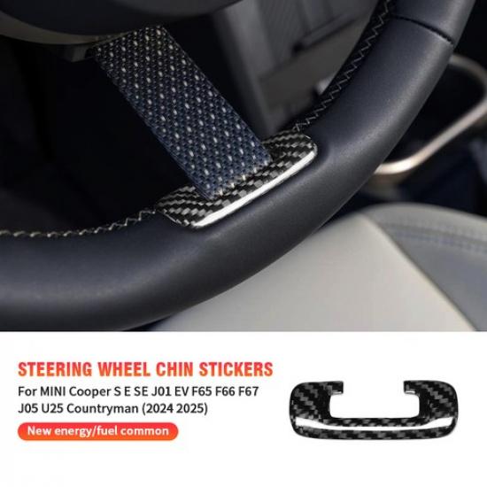Real Carbon Fiber Car  Steering Wheel Chin Sticker For Mini Countryman Ev 24 25