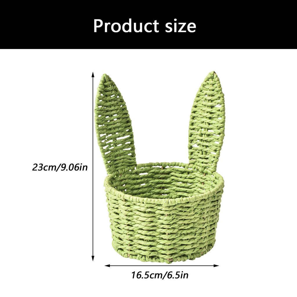 Decorative Rabbit Ears Paper Cord Flower Holder Easter Storage Basket Woven Container For Home Organization