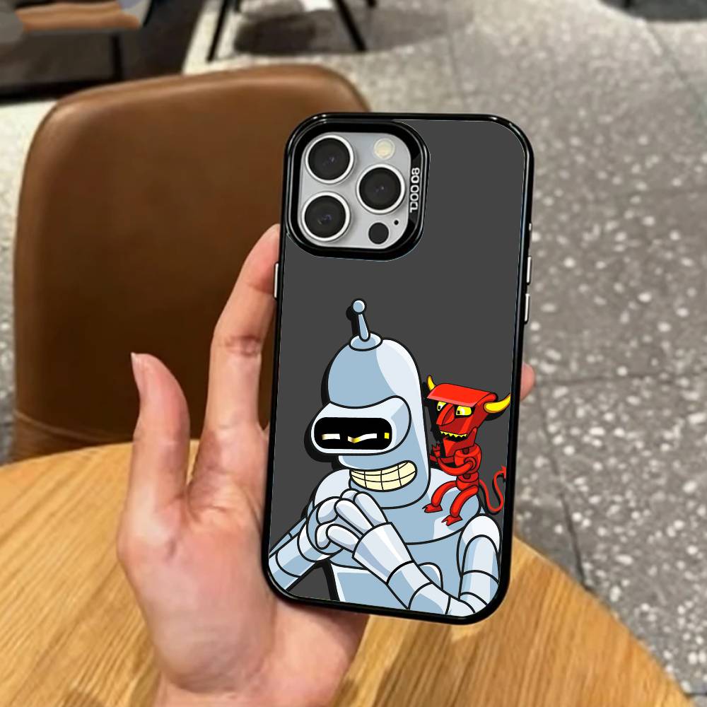 F-Lustig B-Bender F-Futurama Handyhülle Für iPhone17,16,15,14,13,12,11 Plus,Pro Max Bunte Silberbeschichtete Innenseite