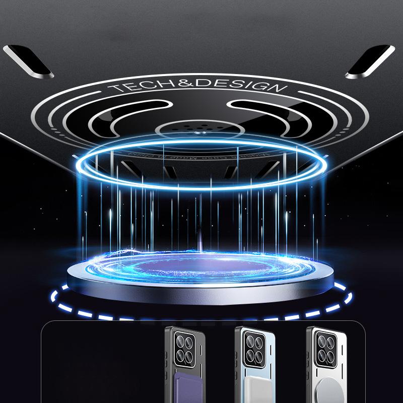 Für Xiaomi 14 Magnetische Hülle TPU+Metall Wärmeableitung Handyhülle mit PC-Linsenfolie