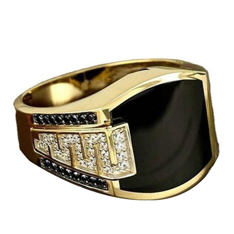 Bague pour homme avec breloque naturelle et saphir noir