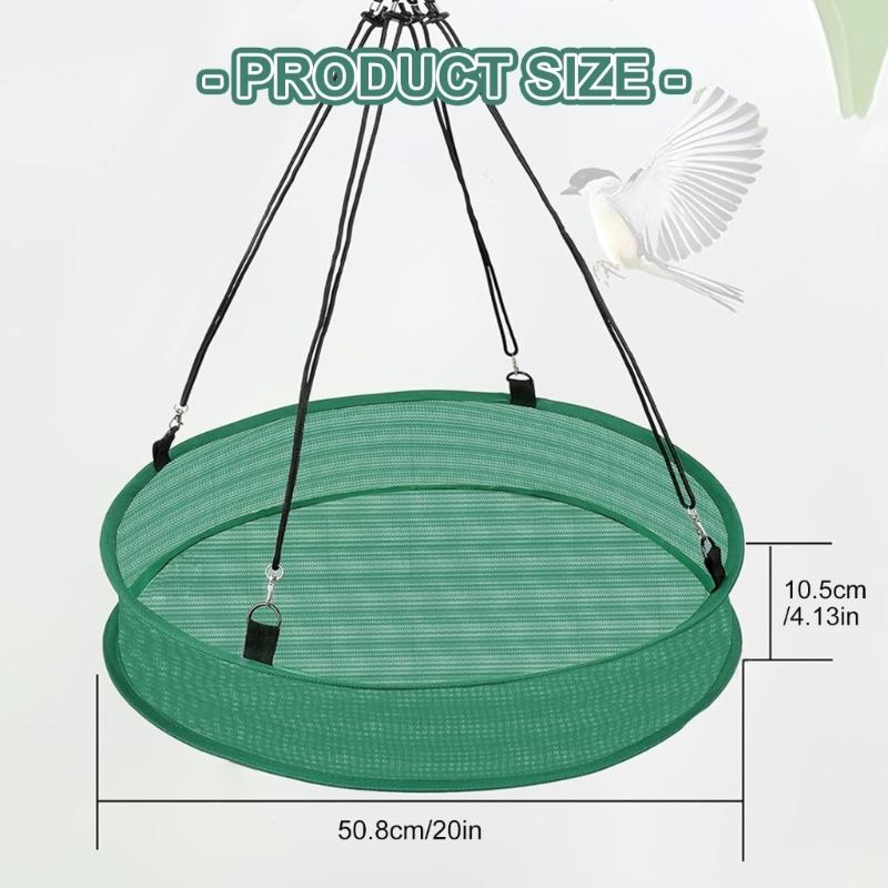 Set of 2 Outdoor Hanging Bird Food Tray with View Mesh Design for Backyard Bird Enthusiasts