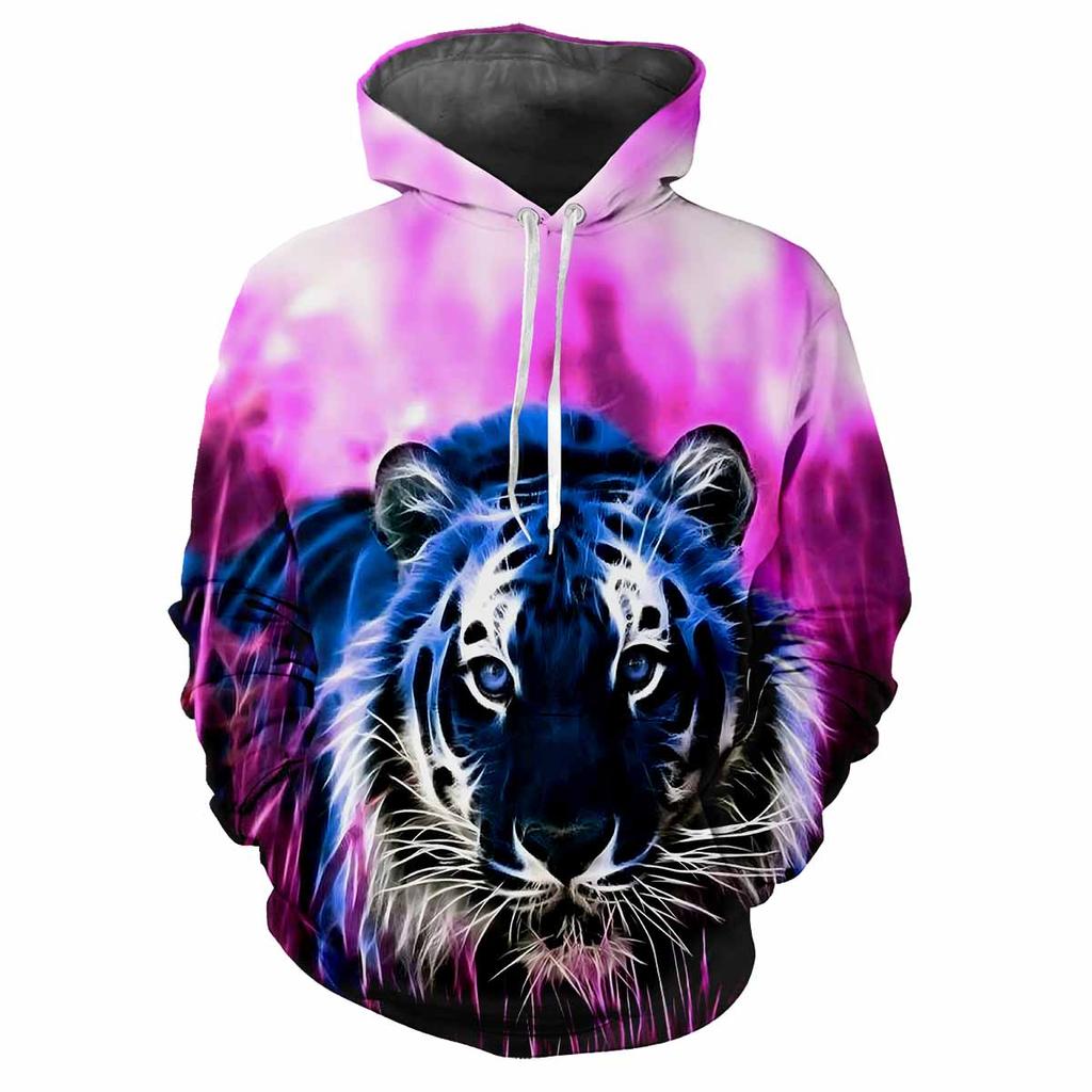Tiger Djur Best 3d Tryckt Vår Och Höst Män Med Huvtröja Lös Casual Mode Personlighet För Att Skapa Bekväma Kläder