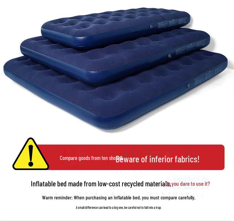 Portable Thickened Inflatable Mattress for Outdoor and Household Use, Single or Double, with Flocking Design