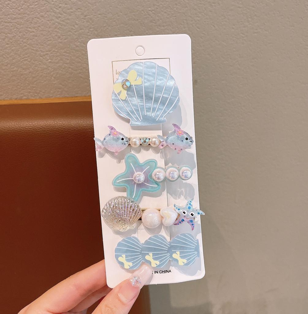 Summer Ocean Starfish Shell Hairpin Cute Children'S Hairpin Duck Beak Clip Pearl Hair Accessories Headgear Clip Girl