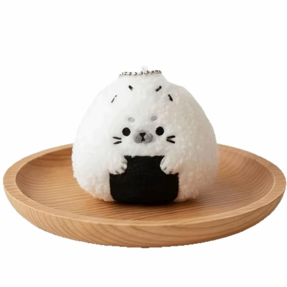 Fluffy Soft Rice Ball Seal Plush Keychain Rice and Vegetable Seal Plush Key Ring  Handbag белый