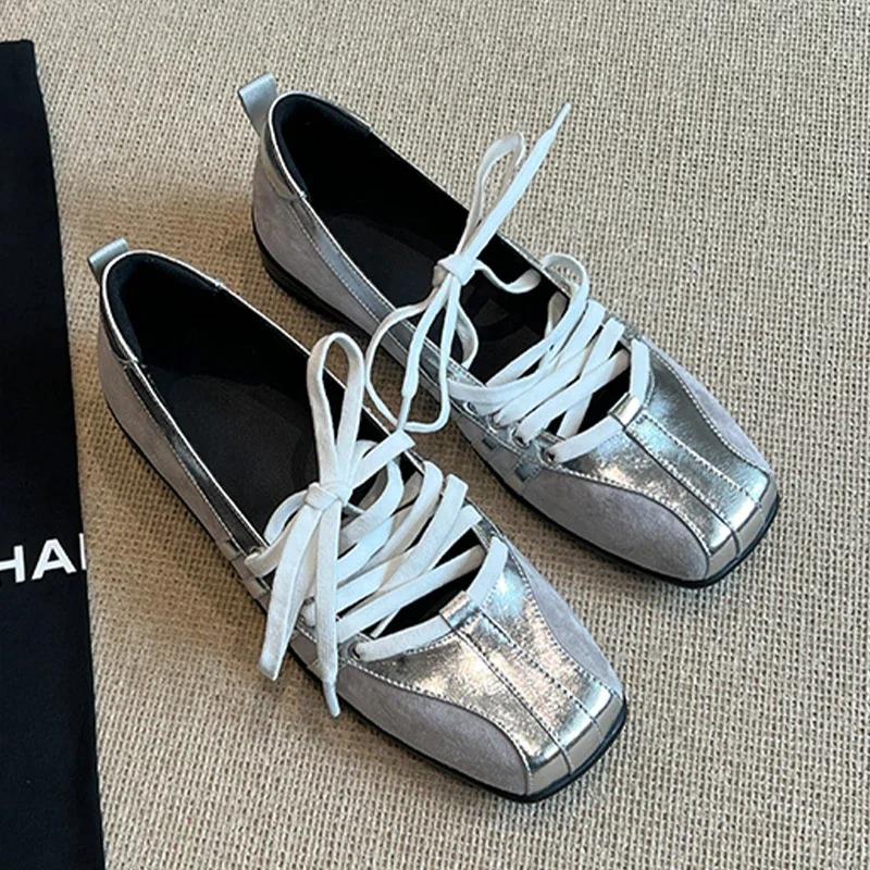 Fashion Women Sneakers Flats Loafers Shoes Casual Designer Sandals Woman Ballet 2025 Summer New Brand Lace Up Walking Mujer Sandalias