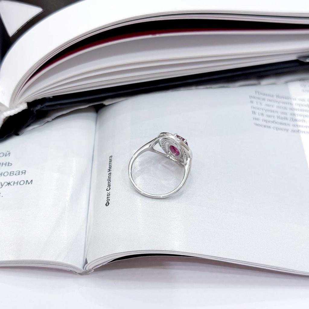 Silver Ring with Natural Ruby 2.03ct, Cubic Zirconia, Weight of the Product 4.22 G (2165125)