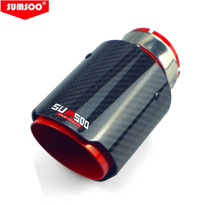 SUMSOO genuine red/blue stainless steel glossy carbon fiber car exhaust pipe modified universal accessories muffler tail tip