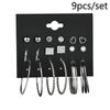 9 Pairs/set Earrings Circle Combination Set Earrings Earrings Set Silver Jewelry Accessories