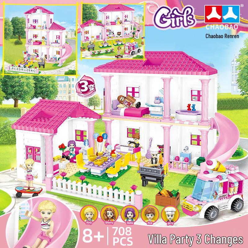 Chao Bao 7647 Lego-Compatible Seaside Villa Girls' Building Blocks Puzzle Toy
