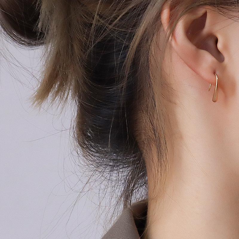 French Choker 18K Gold Plated Geometric Stud Earrings with Water Drop Hook - Titanium Steel, Hot Selling & Unique Model F315.