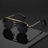 Classic and fashionable double-beam metal sunglasses, high-end, simple and versatile sunglasses
