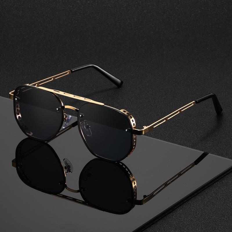 Classic and fashionable double-beam metal sunglasses, high-end, simple and versatile sunglasses
