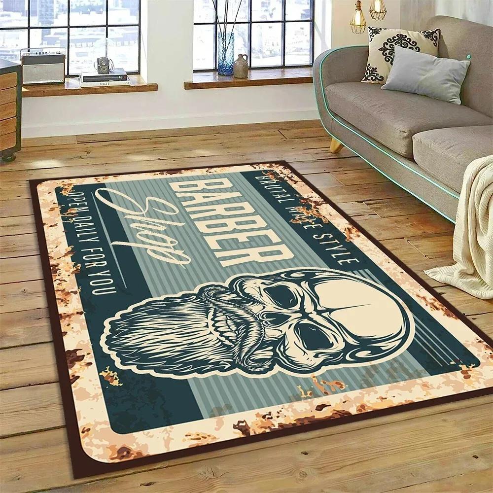 Fashion Barber Shop Series Carpet Hallway Cloakroom Coffee Table Rug Bedroom Home Floor Mat Washable Living Room Decoration