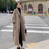 Zimní móda Nový elegantní temperamentní vlněný kabát Elegantní super dlouhý retro dvouřadý vlněný dámský kabát