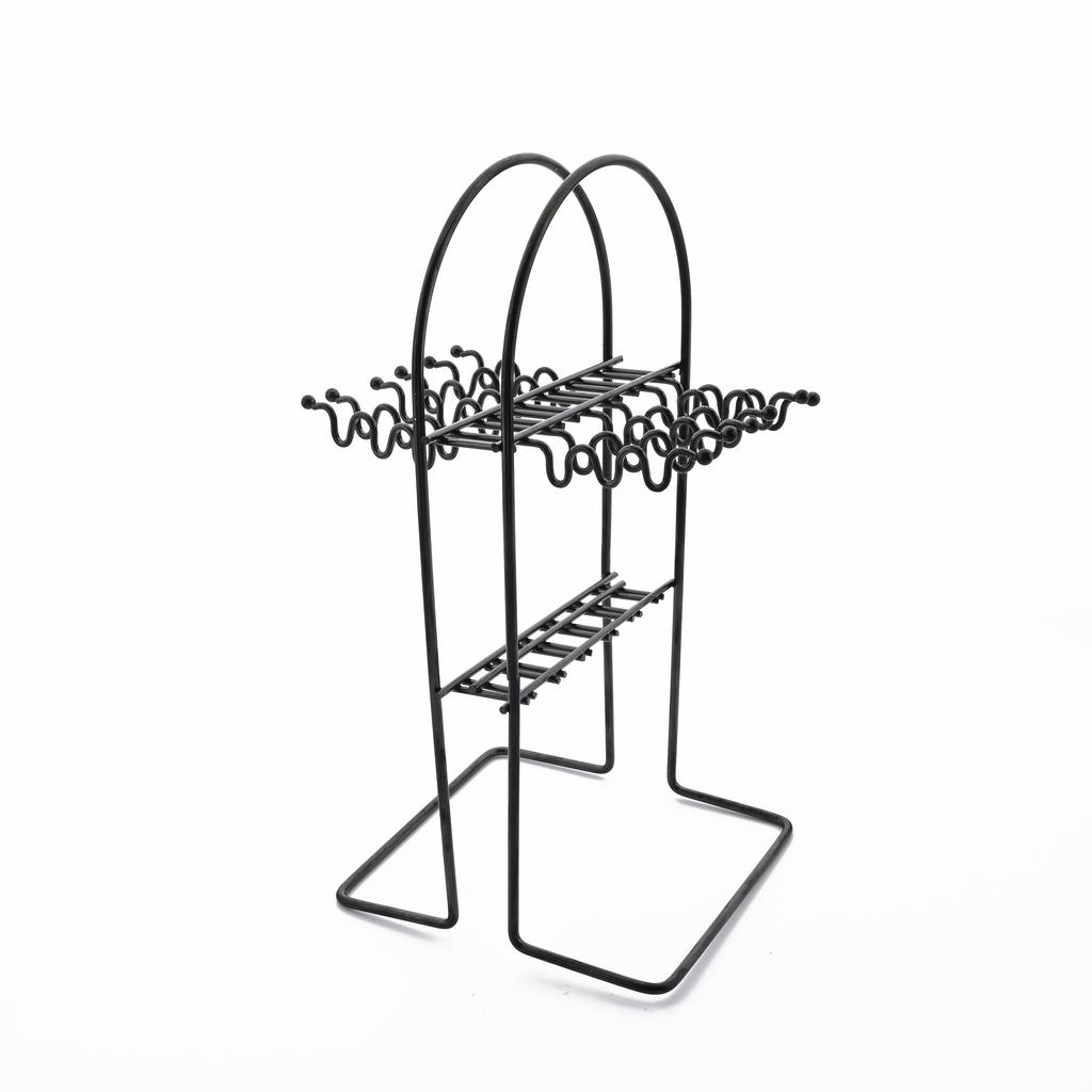 24-tlg./6-teiliges Geschirrset in Schwarz und Gold, Western-Besteckset mit Messer, Gabel, Löffel und Ablage, Edelstahl-Geschirr, Besteckhalter, Essbesteck