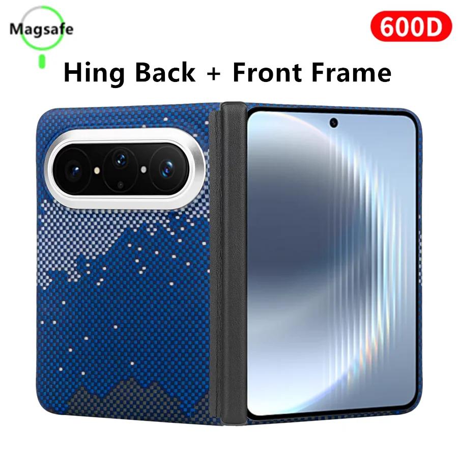 Kit Genuine Aramid Carbon Fiber for Magsafe Case for Huawei Pura X Max Matte Hard Magnetic Hinge Armor Back Cover Front Frame