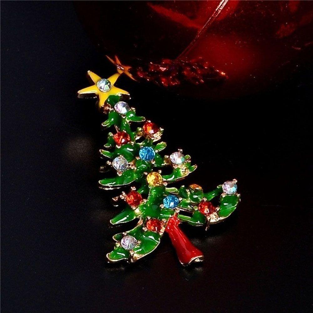 Rhinestone Christmas Tree Exquisite Girls Brooch Pin Christmas Gift Fashion Accessories Jewelry