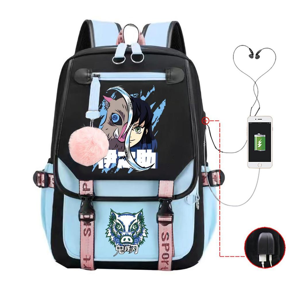 Ghost Extermination Surrounding Day Trend Backpack Large Capacity Student Schoolbag Multi-functional Leisure Outdoor Bag