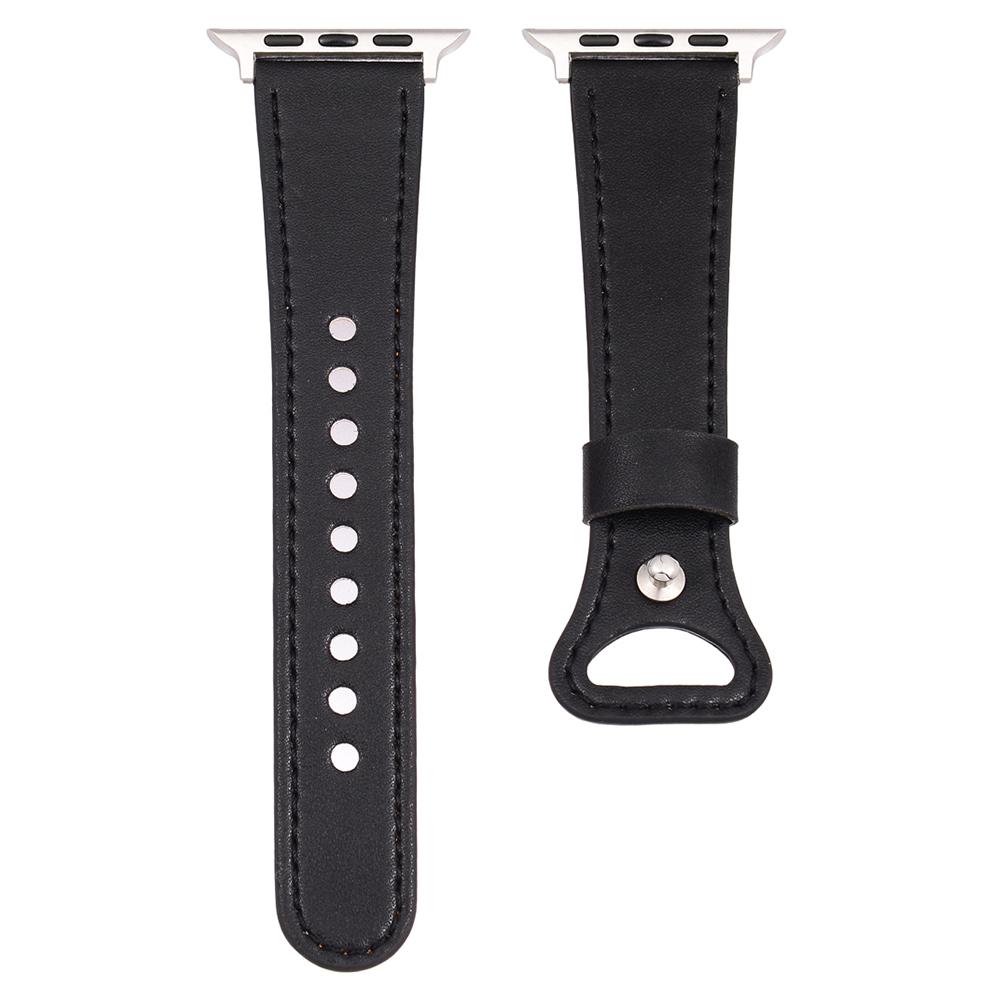 

Watch Band for Apple Watch Series 10 42mm/9 8 7 41mm/SE (2023) SE (2022) SE 6 5 4 40mm/3 2 1 38mm Cow Leather Watch Strap Black