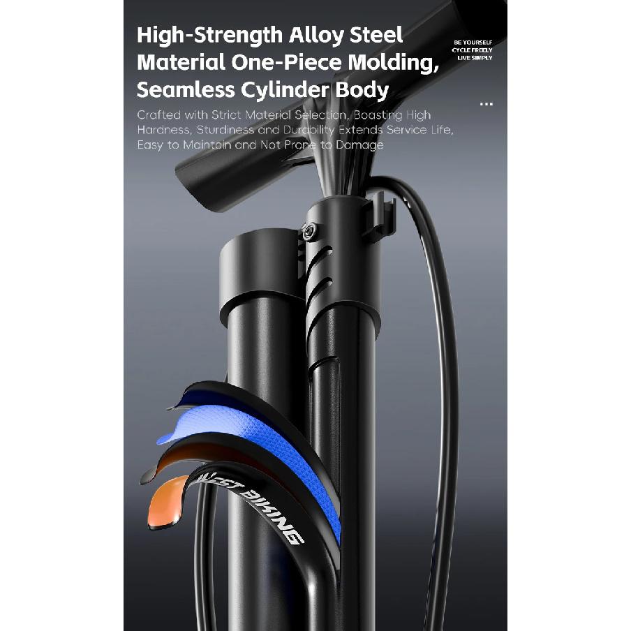 WEST BIKING Bicycle Pump 160PSI High Pressure Floor Pump Fast Inflation Blast Pump With Pressure Gauge MTB Road Bike Accessories
